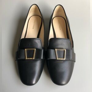 COLE HAAN Women Black Emory Smoking Loafer Shoes Flat Size: US 7B